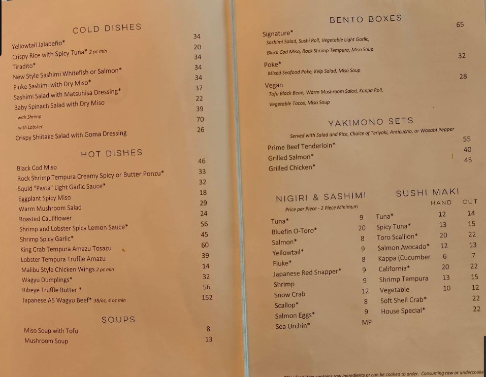 Nobu Chicago Restaurant Menu – Innovative Japanese & Sushi in Chicago